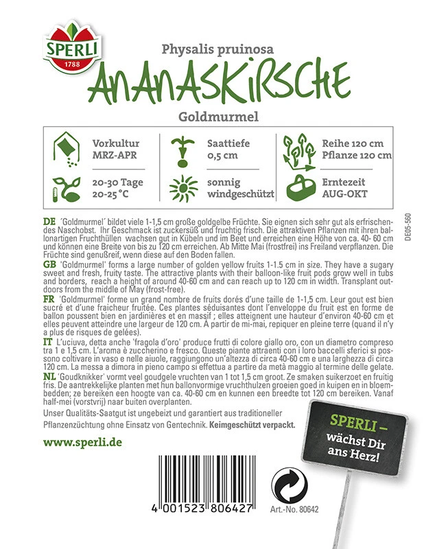 Ananaskirsche Goldmurmel, Bildet Viele 2 Cm Große Goldgelbe Früchte, Geschmack: Zuckersüß Und Fruchtig Frisch