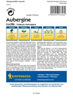 Aubergine Lucilla F1, Schmackhafte Purpurfarbene Früchte Mit Weißen Streifen, Für Freiland Oder Gewächshaus