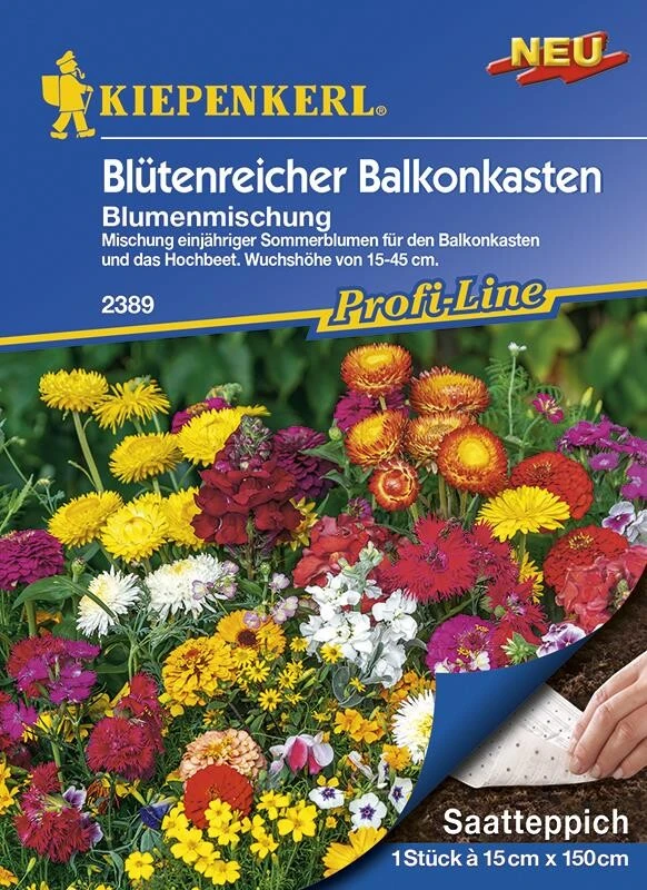 Blumenmischung Balkonkastenblumen Saatteppich (15cm X 150cm) – Bild 2