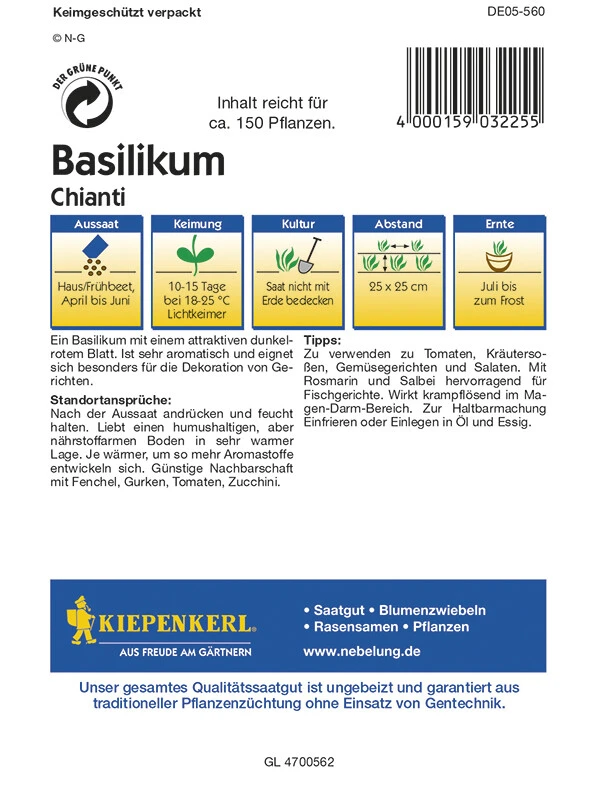 Basilikum Chianti (Opal) Rotblättrig, Sehr Aromatisch, Für Dekoration Von Gerichten