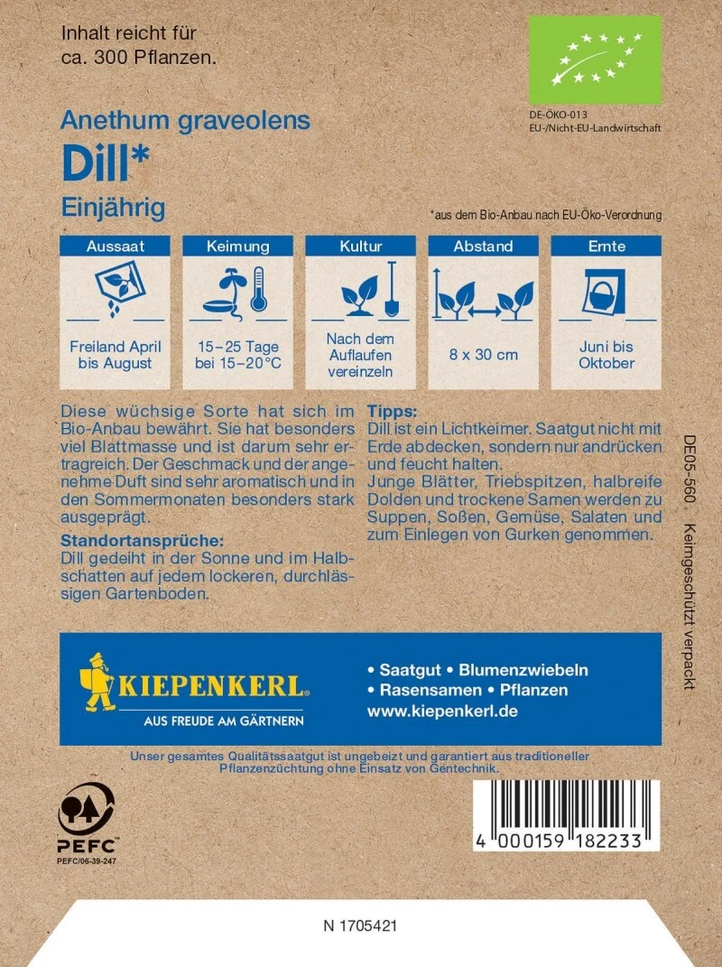 BIO Dill, Besonders Wüchsig Und Blattreich, Hoher Ertrag, Sehr Robust Im Wachstum – Bild 2