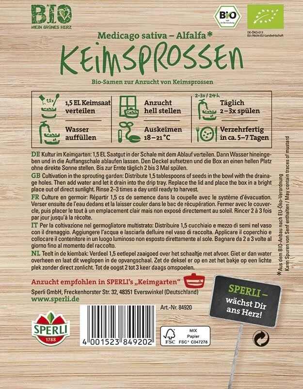 BIO Keimsprossen Alfalfa 40g, Medicago Sativa