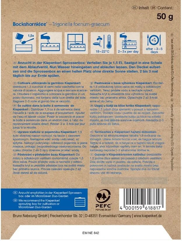 BIO Keimsprossen Bockshornklee, Inhalt: 50 G, Bio-Samen Zur Ganzjährigen Anzucht Von Keimsprossen Und Microgreens – Bild 3