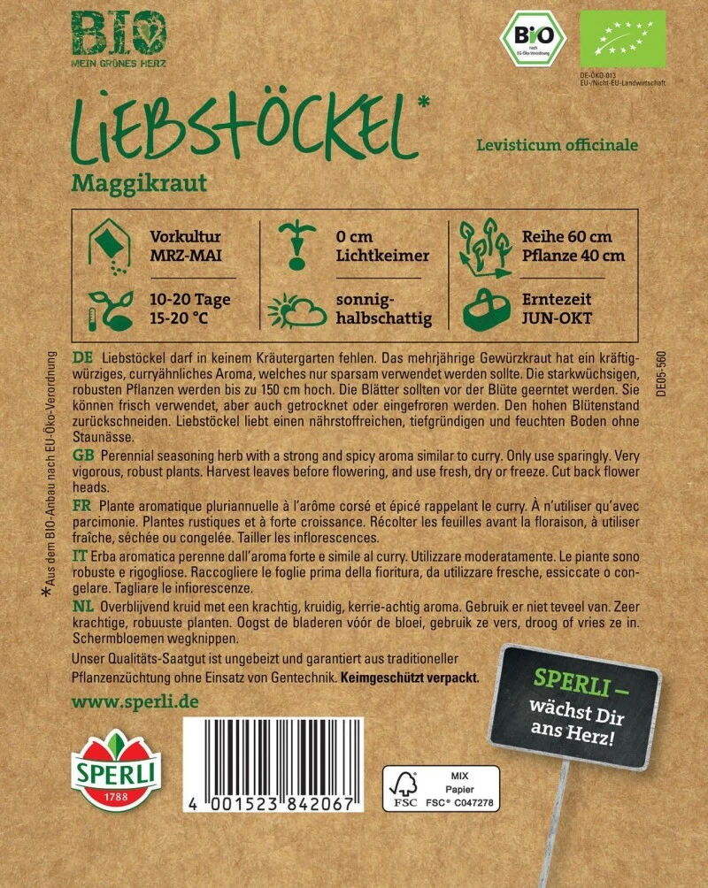 BIO Liebstöckel, Darf In Keinem Kräutergarten Fehlen, Mehrjähriges Gewürzkraut Hat Ein Kräftig-würziges Curryähnliches Aroma – Bild 2