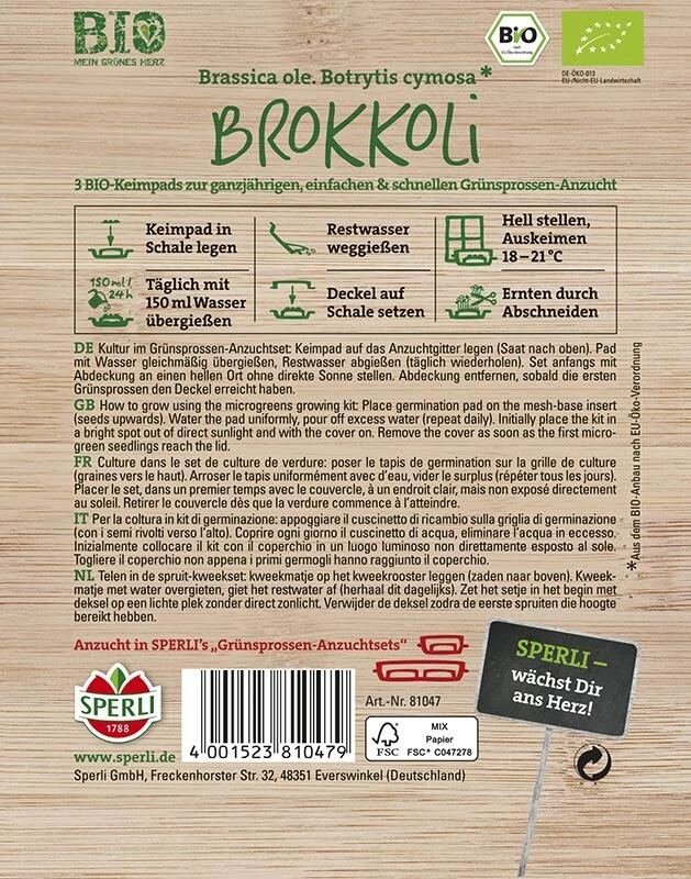 BIO Microgreen-Pads Brokkoli, Fein-würziger Geschmack, Ganzjährige Und Schnelle Anzucht