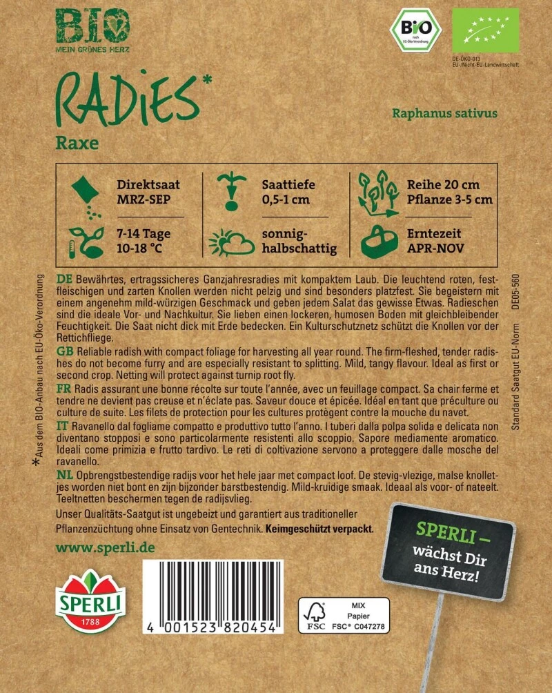 BIO Radies Rot, Bewährtes Ertragssicheres Ganzjahresradies, Angenehm Mild-würzigen Geschmack – Bild 2