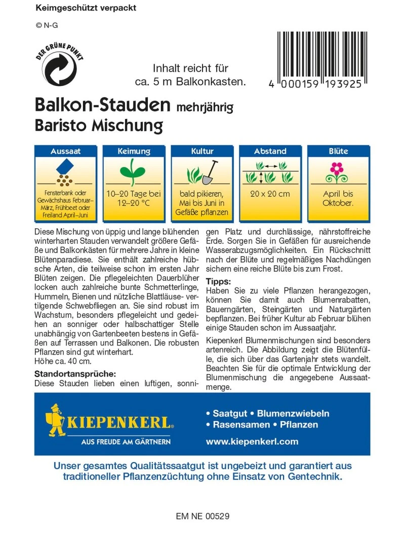 Blumenmischung Balkon-Stauden Baristo, Pflegeleichte Stauden, Höhe Ca. 40cm – Bild 2