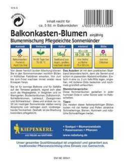 Blumenmischung Balkonkastenblumen Pflegeleichte Sonnenkinder Mischung Saatband
