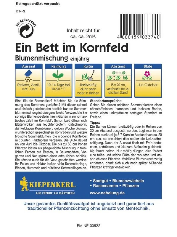 Blumenmischung Ein Bett Im Kornfeld