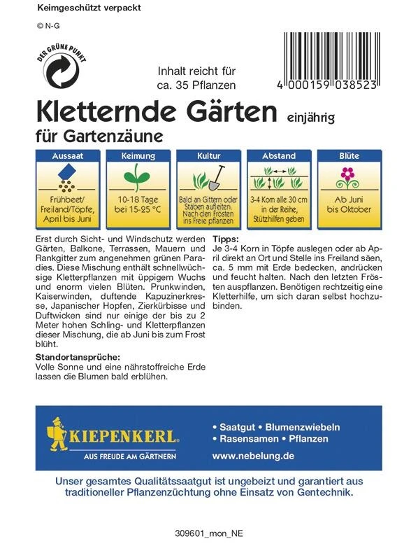 Blumenmischung Kletternde Gärten | Attraktive Mischung Bunt Blühender Schling- Und Kletterpflanzen