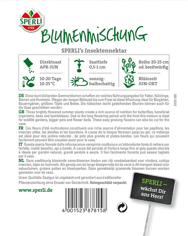 Blumenmix Insektennektar Nützlingsmagnet, Nützlingspflanzen Für Insekten, Schnittblumen