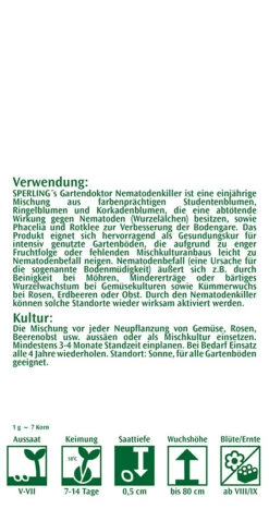 SPERLI's Bodenkur Nematodenjäger, Für 30 M², Einjährige Mischung, Abtötende Wirkung Auf Nematoden