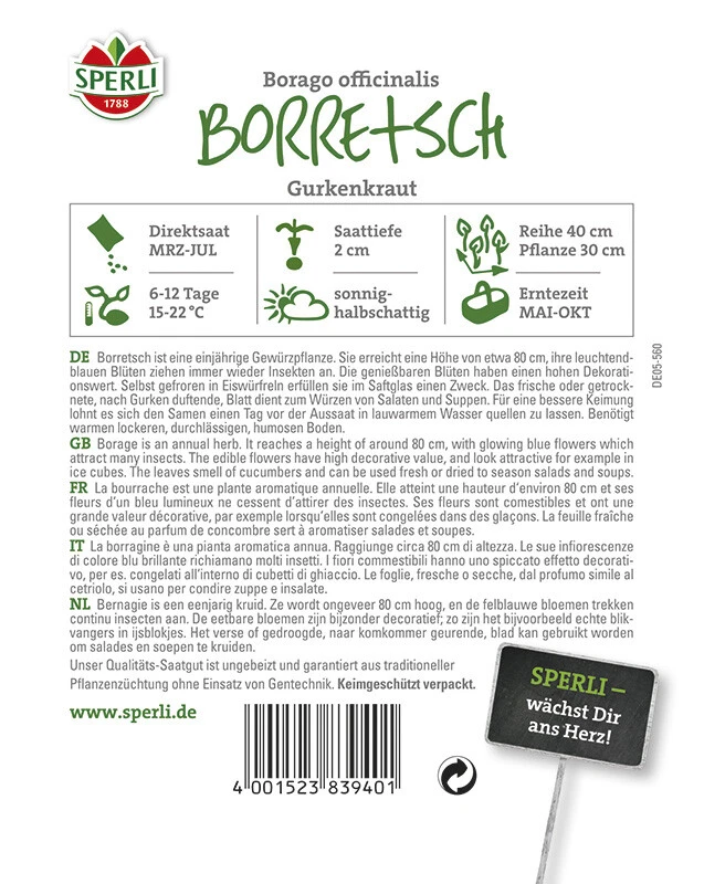 Borretsch Gurkenkraut | Einjährige Gewürz- Und Heilpflanze | Nektarspender Für Nützlinge – Bild 2