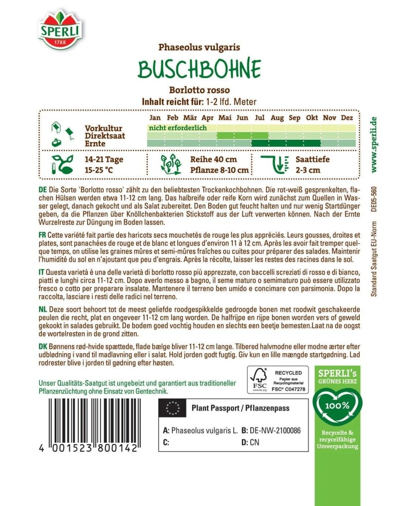 Buschbohne Borlotto Rosso, Trockenkochbohne, Saatgut Von Sperli – Bild 2