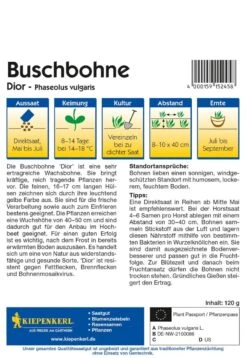 Buschbohne Dior (Vorteilspack), Inhalt: 120 Gr., Gelbe Wachsbohne, Widerstandfähig, Hülsenlänge: 16 - 17 Cm