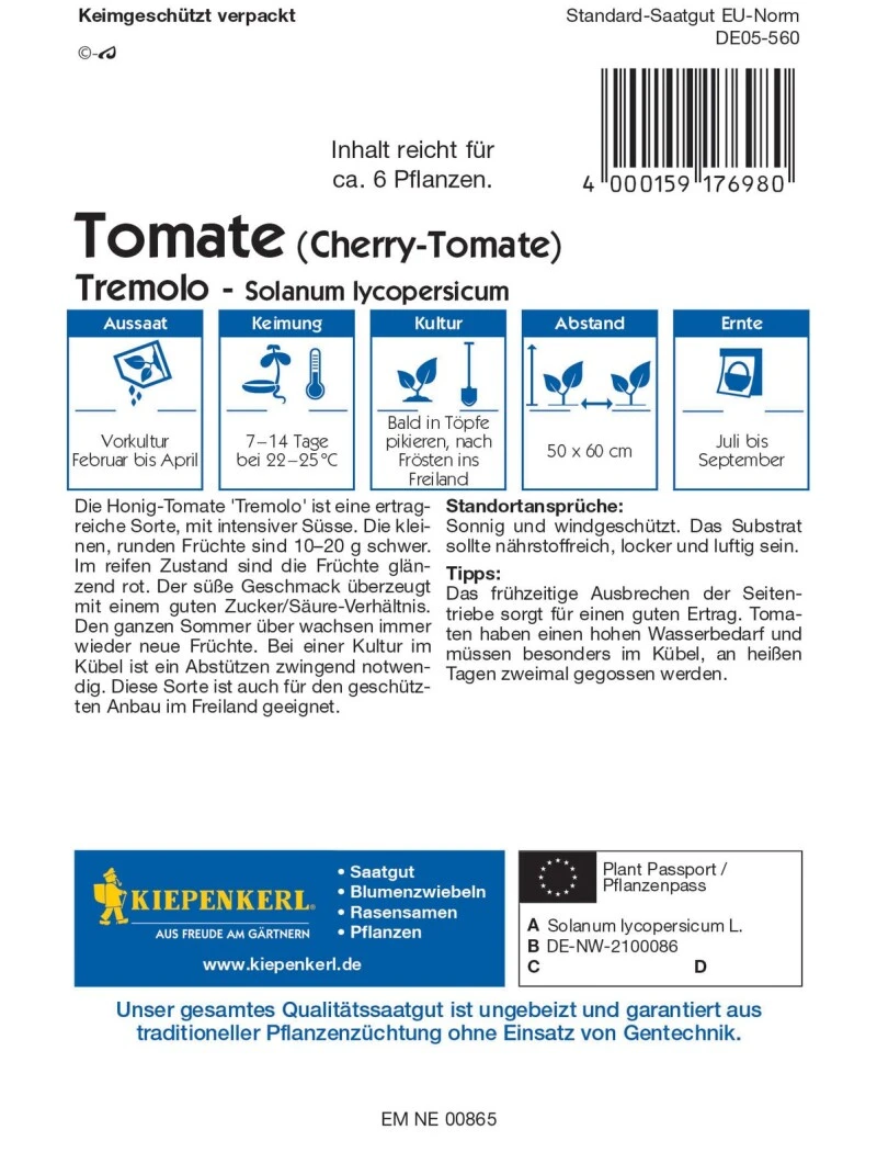 Cherry-Tomate Tremolo F1, Honigtomate Mit Sehr Starker Fruchtsüße, Intensiv-rote Früchte – Bild 2