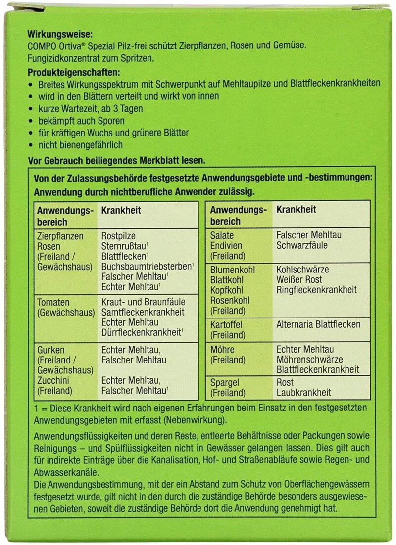 COMPO Ortiva Spezial Pilz-frei, Bekämpfung Von Pilzkrankheiten An Zierpflanzen, Rosen Und Gemüse, Konzentrat Inkl. Messbecher, 20 Ml