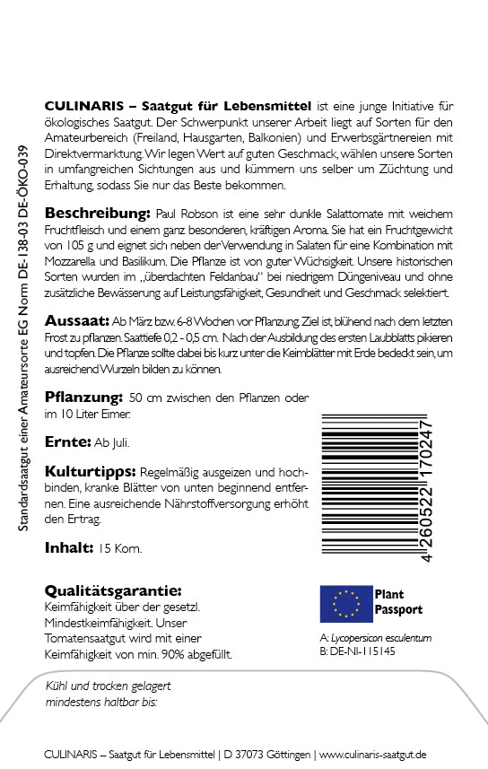 Salattomate Paul Robson Kräftig Aromatisch – Bild 2
