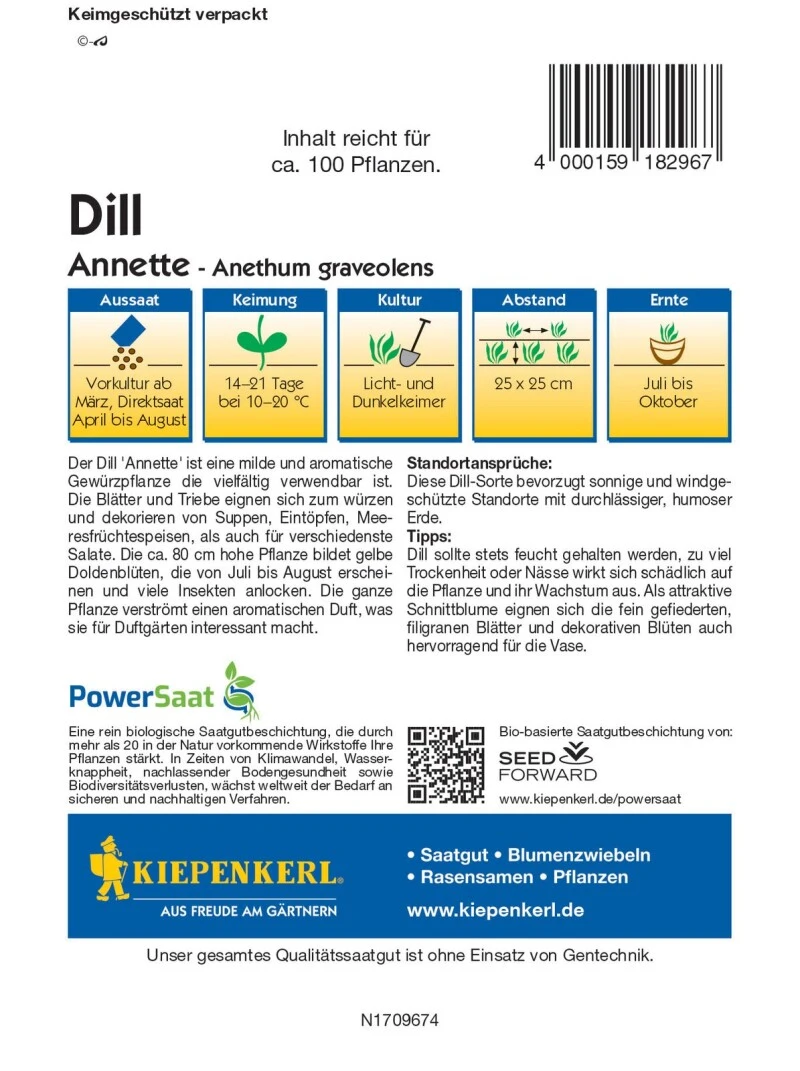 Profi-Line Dill Annette (PowerSaat), Dichtlaubiger Blattdill,für Freiland Und Topf – Bild 2