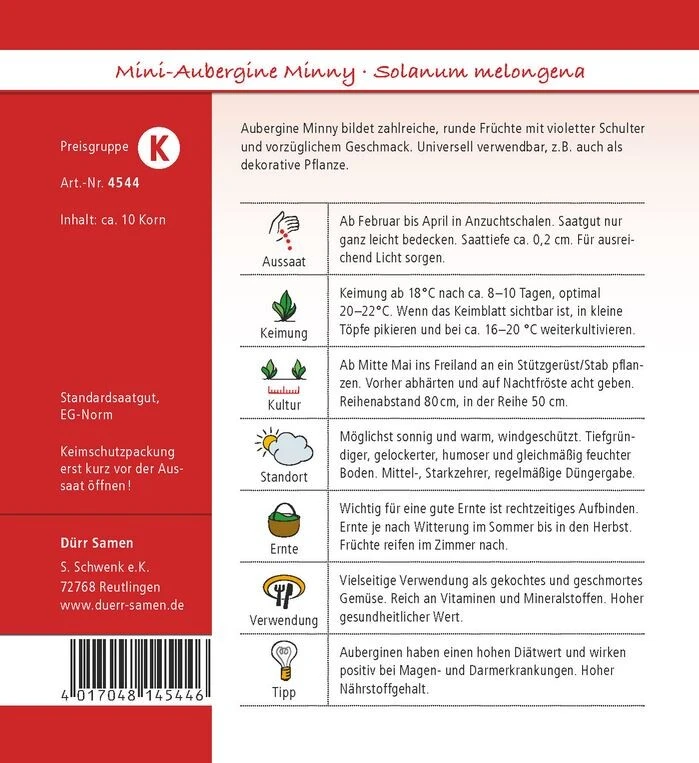 Dürr Mini-Aubergine Minny, Bildet Viele Violette Früchte – Bild 2