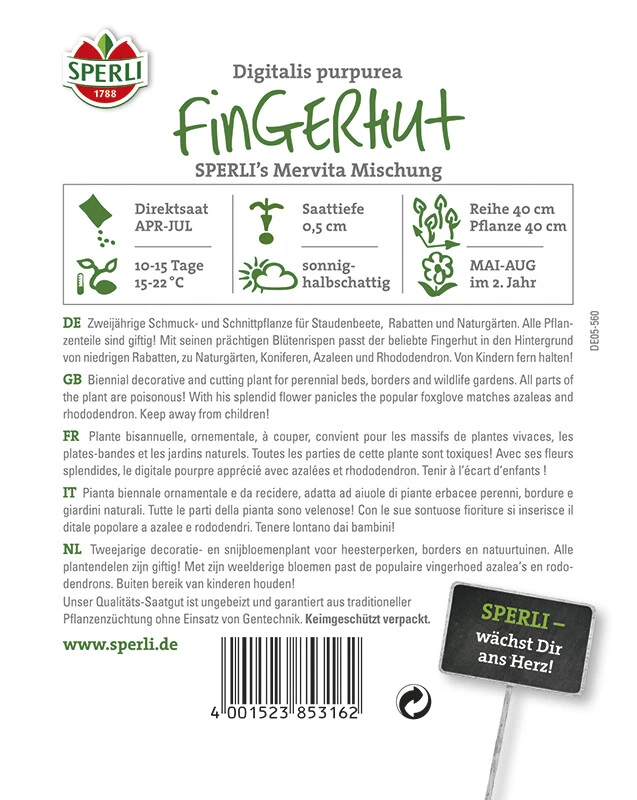 Fingerhut SPERLING´s Mervita Mischung, Ideal Für Den Wild- Oder Staudengarten, Schnittblume