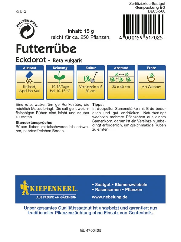 Futterrüben Eckdorot Portion 15g – Bild 2