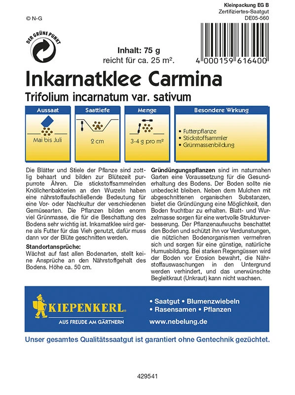 Inkarnatklee Gründünger Portion 75g – Bild 2