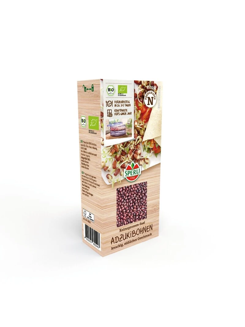 BIO Keimsprossen-Saat Adzukibohne, Großpackung 200 G, Geschmack: Knackig-süßlich