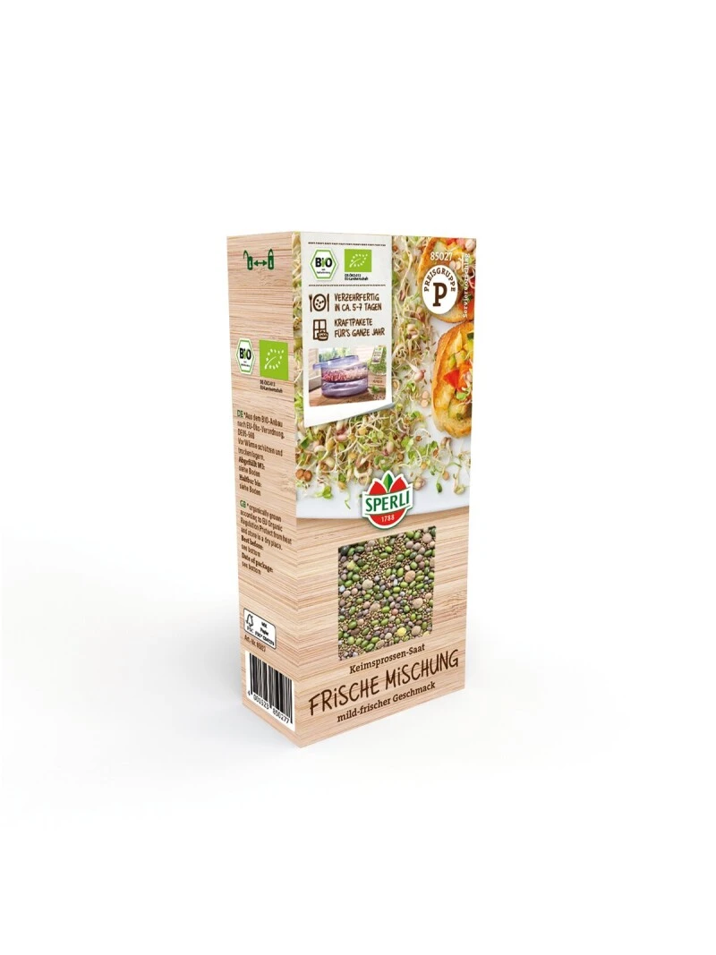 BIO Keimsprossen-Saat Frische Mischung, Großpackung 200 G, Geschmack: Mild-frisch