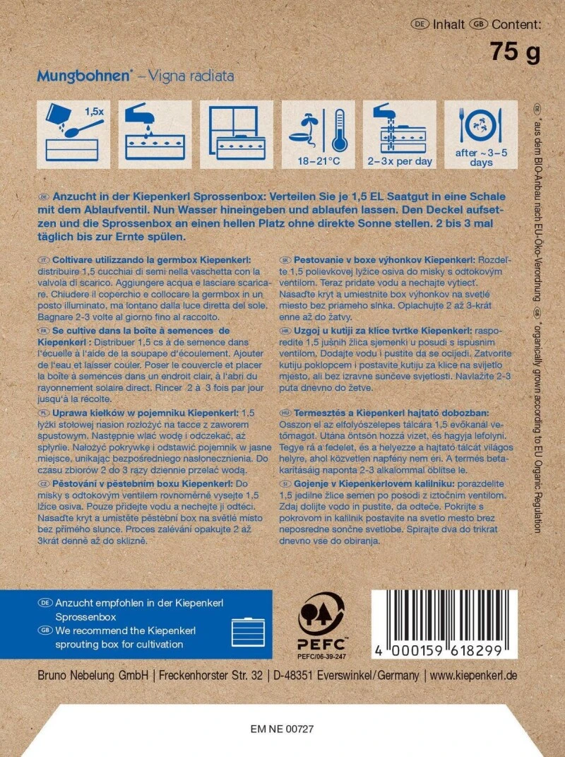 BIO Keimsprossen Mungbohnen, 75 G Bio-Samen Zur Sprossenanzucht