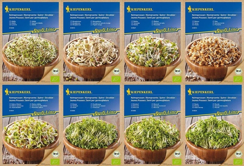 BIO Keimsprossen-Sortiment 8 - Verschiedene Sorten BIO-Sprossen-Samen