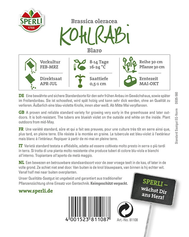 Kohlrabi Blaro,für Den Treib- Und Freilandanbau