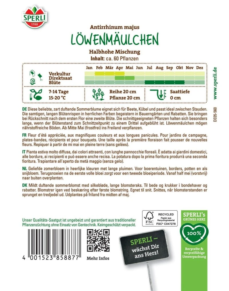 Löwenmäulchen Halbhohe Mischung, Nektarspender, Kübelgeeignete Schnittblume, Sperli – Bild 2