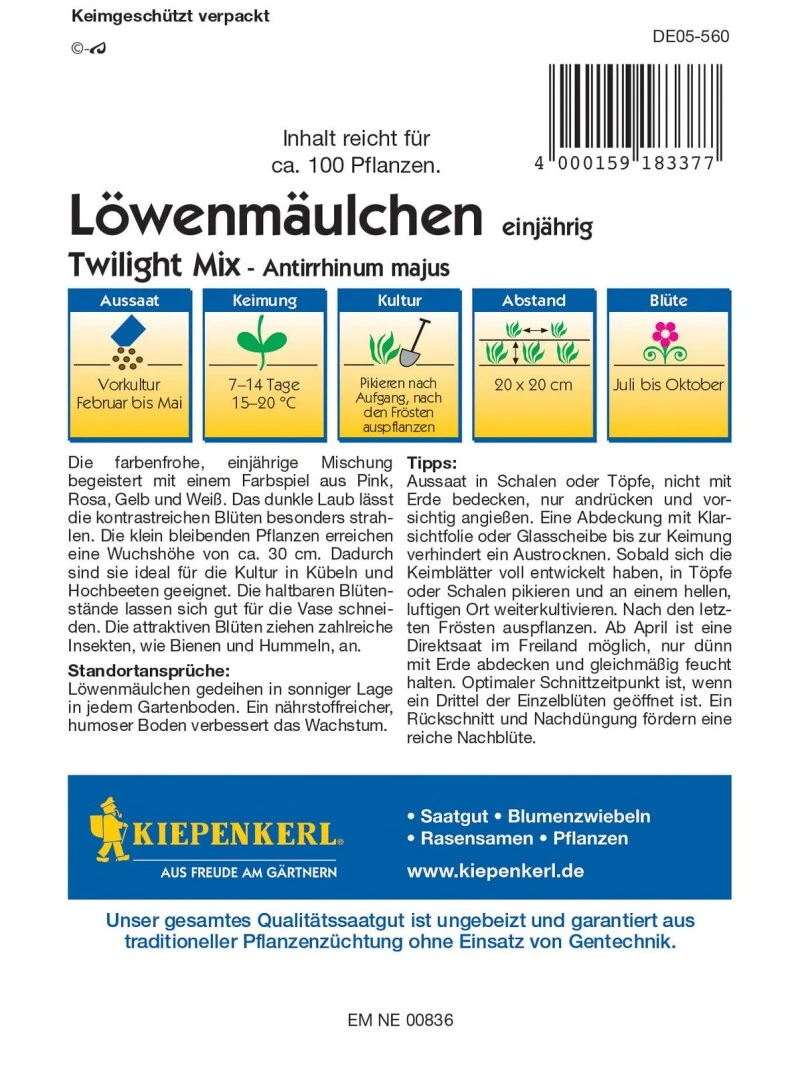 Löwenmäulchen Twilight Mix, Farbenfrohe Mischung Dunkellaubiger Sorten, Ideale Schnittblume