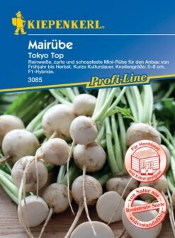Mairübe Tokyo Top F1, Reinweiß, Zahrt & Schossfest, Minirübe, Freiland & Gewächshaus