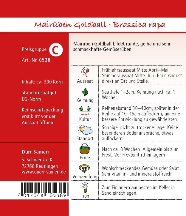 Mairüben/ Butterrüben Goldball, Bildet Runde Gelbe Und Sehr Schmackhafte Gemüserüben – Bild 2