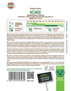 Möhre Kombination 3 Sorten, 5 Meter Saatband, 3 Verschiedenen Sorten, Saatgut Von Sperli