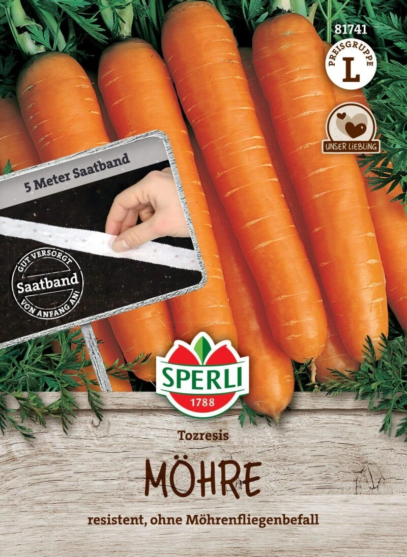 Möhre Tozresis F1, Saatband, Resistent Ohne Möhrenfliegenbefall, Saatgut Von Sperli