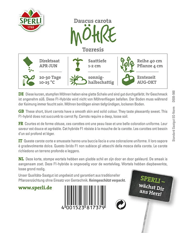 Möhre Tozresis F1, Kein Befall Durch Möhrenfliege, Geschmack: Angenehm Süß – Bild 2