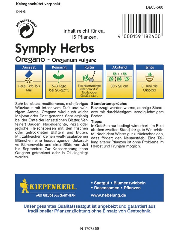 Kräuter Oreganosamen SimplyHerbs Von Kiepenkerl – Bild 2