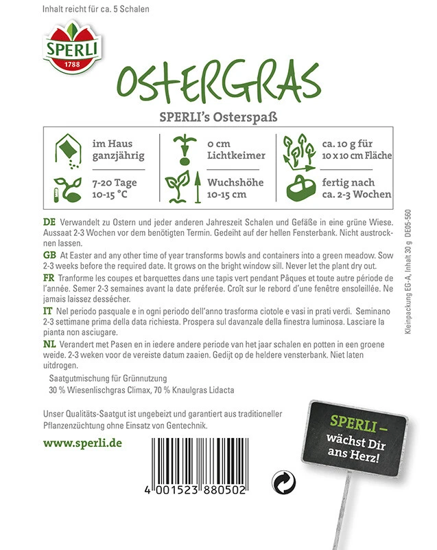 Ostergras Sperlings`s Osterspaß
