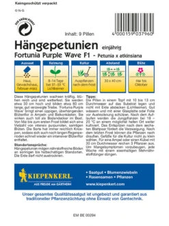Petunia Grandiflora Hängepetunien Fortunia Purple Wave Purpurviolett Pillensaat