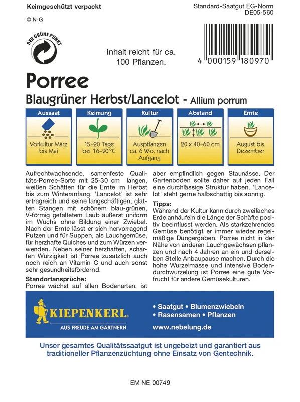 Porree Blaugrüner Herbst, Lancelot – Bild 2