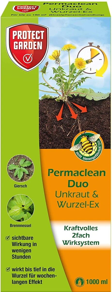PROTECT GARDEN Permaclean Duo Unkraut & Wurzel Ex, Unkrautvernichter Mit Zweifachwirkung Gegen Alle Unkräuter Und Ungräser, 1000 Ml – Bild 4