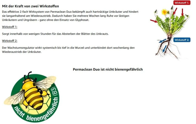PROTECT GARDEN Permaclean Duo Unkraut & Wurzel Ex, Unkrautvernichter Mit Zweifachwirkung Gegen Alle Unkräuter Und Ungräser, 1000 Ml