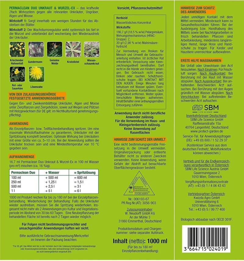 PROTECT GARDEN Permaclean Duo Unkraut & Wurzel Ex, Unkrautvernichter Mit Zweifachwirkung Gegen Alle Unkräuter Und Ungräser, 1000 Ml – Bild 5