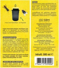 PROTECT HOME Natria Wespen Und Fliegen Lockstoff Ideal Zur Giftfreien Wespenabwehr 500 Ml
