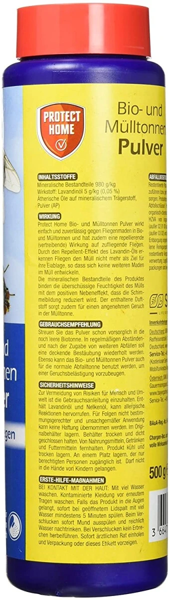 PROTECT HOME Natria Bio- Und Mülltonnenpulver, Gegen Maden Und Fliegen In Der Mülltonne, 500 G – Bild 2