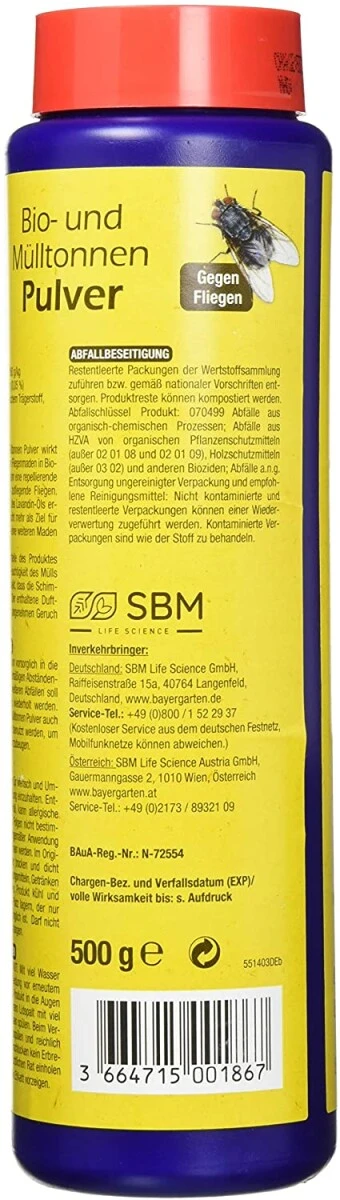 PROTECT HOME Natria Bio- Und Mülltonnenpulver, Gegen Maden Und Fliegen In Der Mülltonne, 500 G – Bild 5