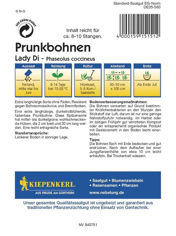 Prunkbohnen Lady Di – Bild 2